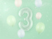Balon foliowy CYFRA 3 pastelowy zielony 72 cm