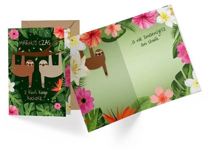 Kartka okolicznościowa WALENTYNKI Leniwce