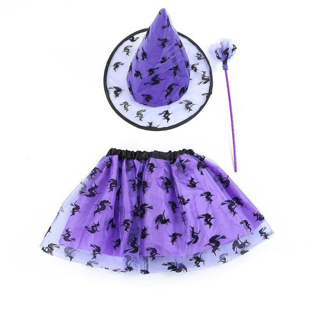 Zestaw dla dziewczynki Czarownica halloween Fioletowy
