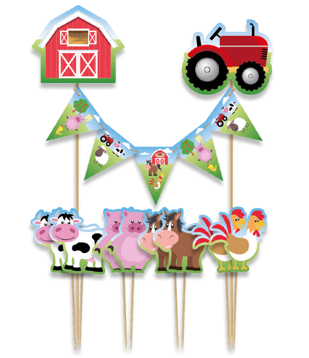 Toppery dekoracyjne, pikery na imprezę Farma 9 szt.