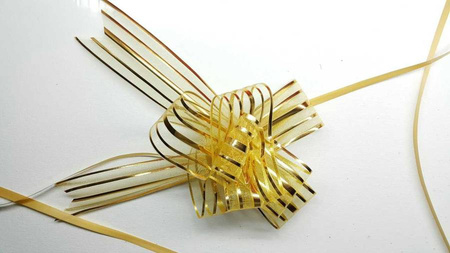 Kokarda ściągana do pakowania prezentów złota lub srebrna 1 szt.