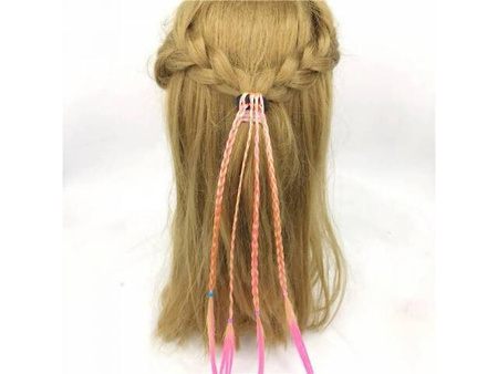 Gumka do włosów z kolorowymi warkoczami 45cm mix kolorów 1 szt.