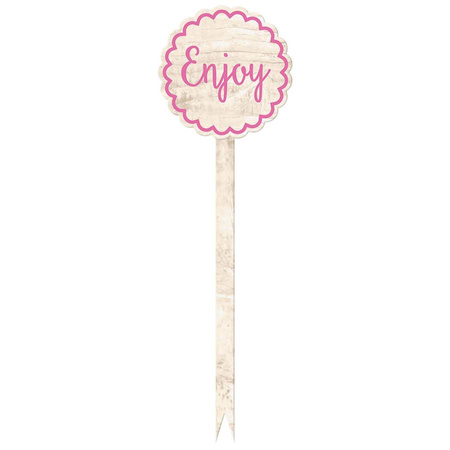 Pikery toppery okrągłe napis Enjoy dekoracje na tort muffinki 12szt