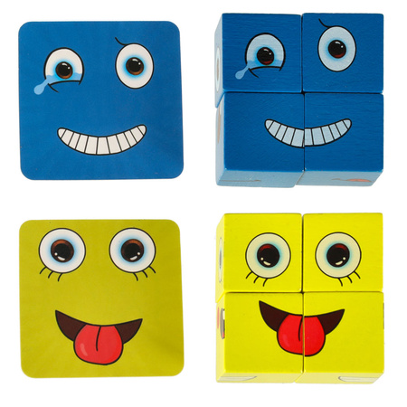 Gra edukacyjne wyzwania nauka emocji klocki drewniane