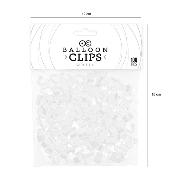 Klips do balonów biały zamknięcie 100 szt.