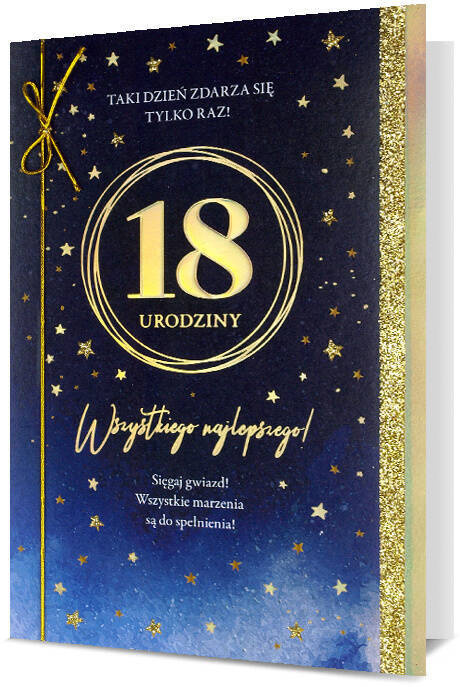 Kartka okolicznościowa gwiazdy 3D 18 urodziny 13x19 cm
