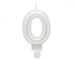 Świeczka urodzinowa cyfra 0 jak balon foliowy perłowa biała, 7 cm