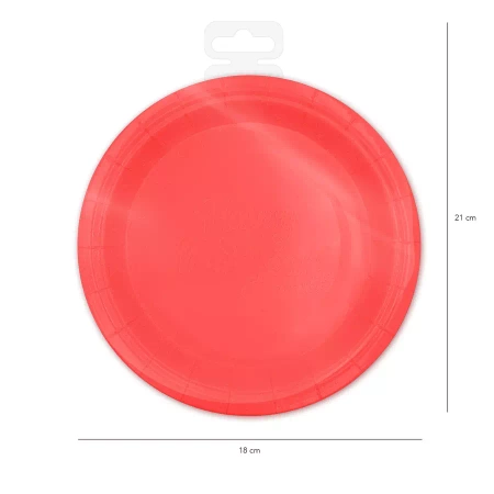 Talerzyki papierowe jednokolorowe czerwone 18 cm 6 szt.