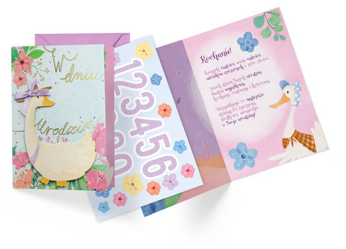 Kartka okolicznościowa Urodziny dziecięce (wymienne cyferki) gąska