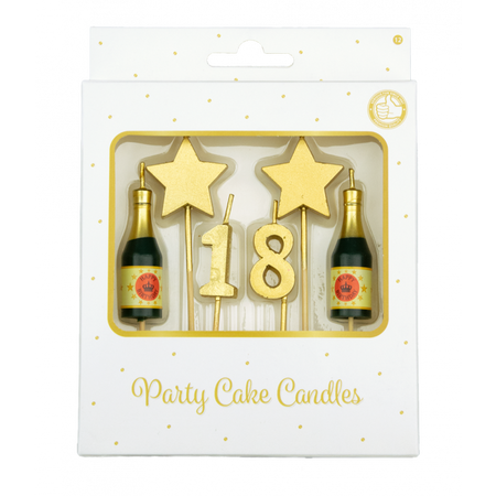 Zestaw świeczek na tort 18 urodziny złote 6 szt.