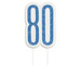 Świeczka urodzinowa na tort liczba "80" niebieska