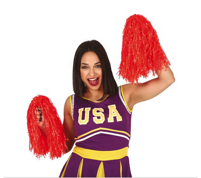 Pompony Cheerleaderki CZERWONE 2 szt.