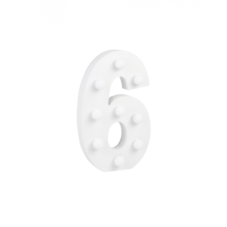 Świecąca Cyfra LED "6" Light Letter, drewniana biała 17x12 cm