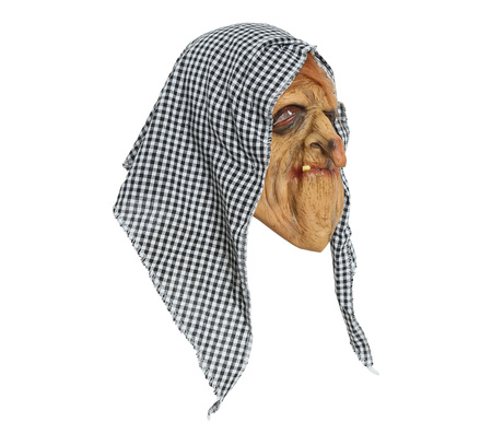 Maska lateksowa wiedźma czarownica z chustą