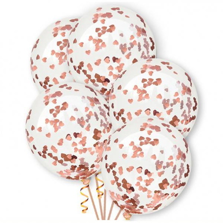 Balon przezroczysty z konfetti serca 1 szt. - kolor do wyboru