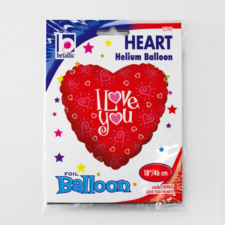 Serce z nadrukiem I Love You balon foliowy 18"