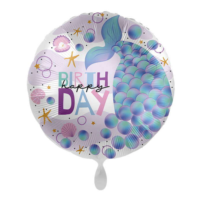 Syrenka Happy Birthday balon foliowy okrągły 18 cali