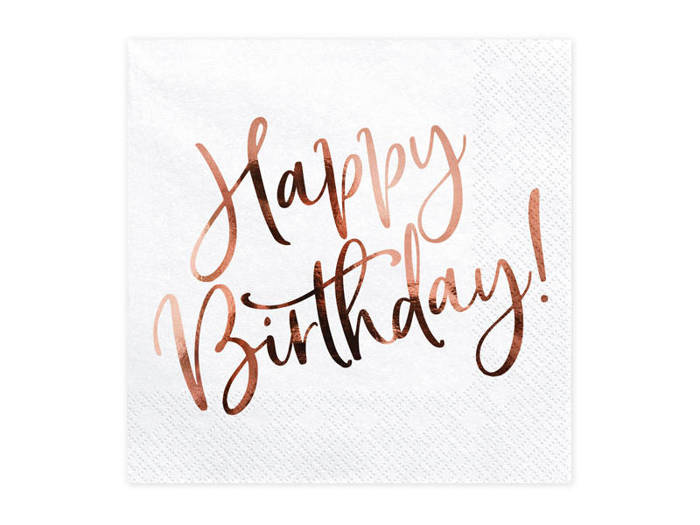 Serwetki papierowe Happy Birthday Złoty róż 33 x 33 cm 20 szt.