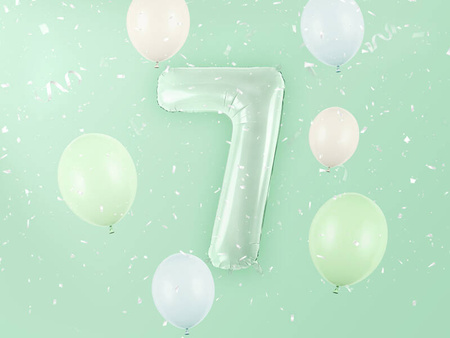 Balon foliowy CYFRA 7 pastelowy zielony 72 cm