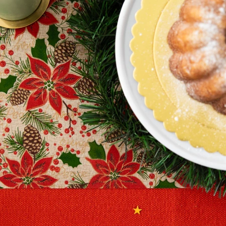 Bieżnik na stół świąteczny Gwiazda Betlejemska kwiat 275 x 28 cm