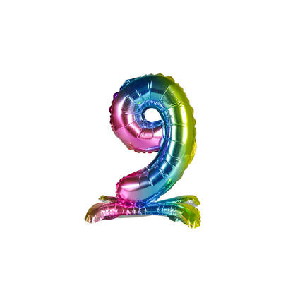 BALON foliowy stojący CYFRA tęczowa 38 cm PartyTime