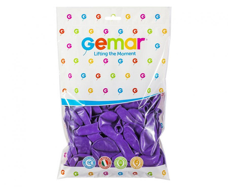 Balon Gemar jednokolorowy 12 cali 100 szt. purpurowy