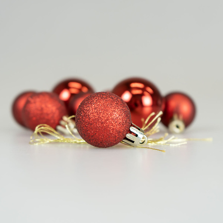 Bombki choinkowe czerwone w ozdobnej kuli (9 szt.)