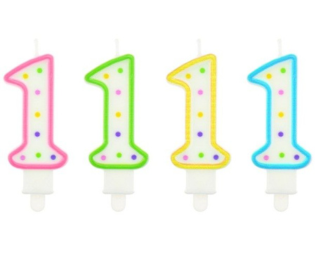 Świeczka urodzinowa ''1'' kropeczki różowa