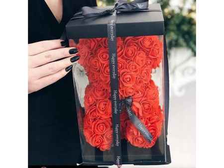 MIŚ Z RÓŻ czerwony 25 cm prezent