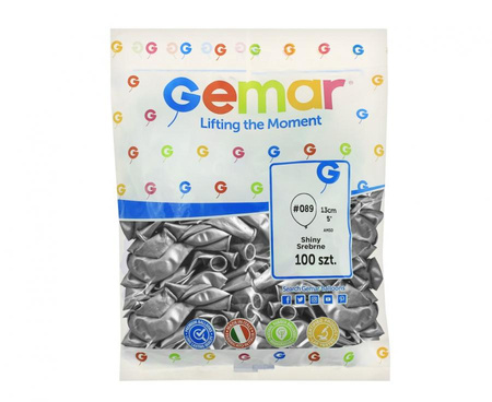 Balony Chrome Shiny 5 cali Gemar SREBRNE 100 szt.
