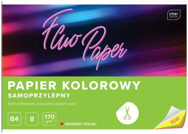 Zeszyt papierów kolorowych samoprzylepnych B4 FLUO 8 kartek