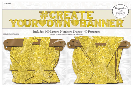 Baner Stwórz własny napis tekst - girlanda złota