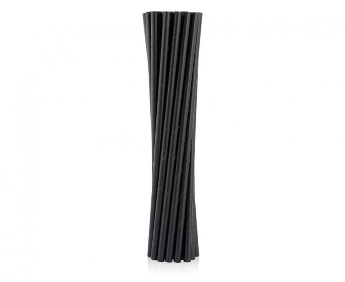 Słomki do picia papierowe czarne 12 szt.