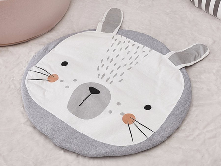 Mata dla dziecka okrągła szara - króliczek 90 cm
