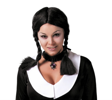 Peruka czarna warkocze - Wednesday Adams