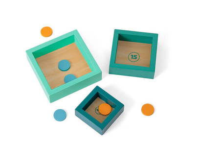 Drewniana gra zręcznościowa - wyrzutnia żetonów