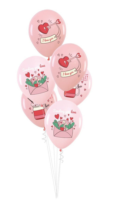 Balony lateksowe na Walentynki "Valentines Day" 6 szt. 12 cali