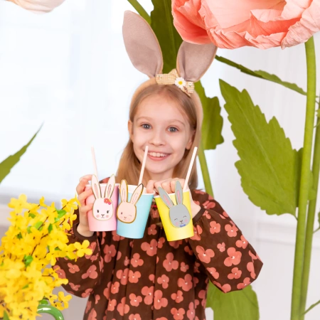 Kubeczki papierowe zajączki Wielkanoc 220 ml DIY mix 6 szt.