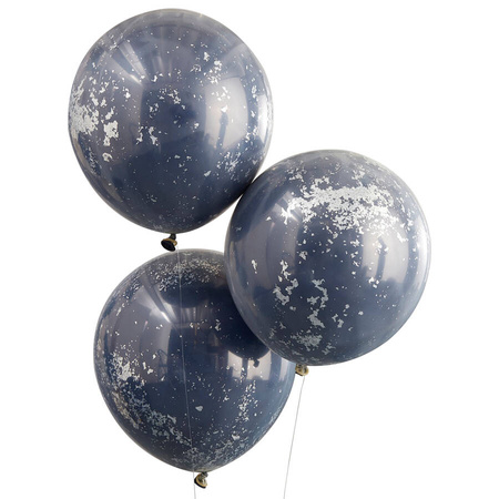 Zestaw 3 balonów lateksowych z konfetti 18 cali NAVY