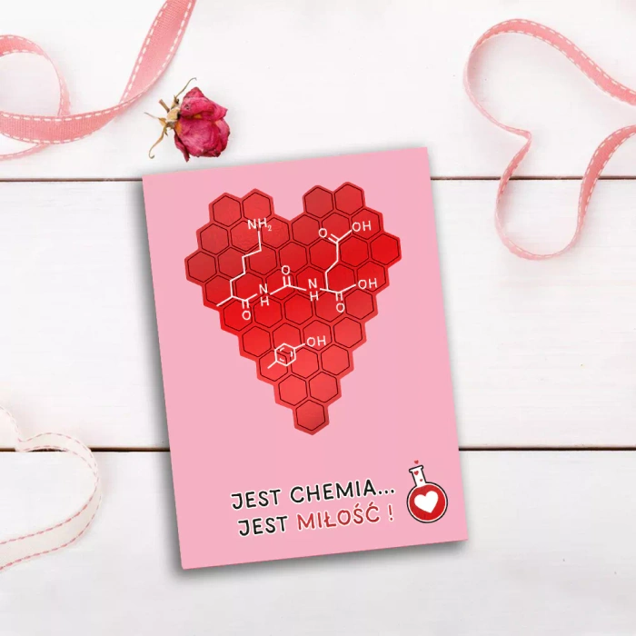 Kartka z życzeniami na Walentynki "Jest chemia... jest miłość"