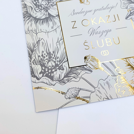 Kartka okolicznościowa z okazji Ślubu kwiaty kwadratowa