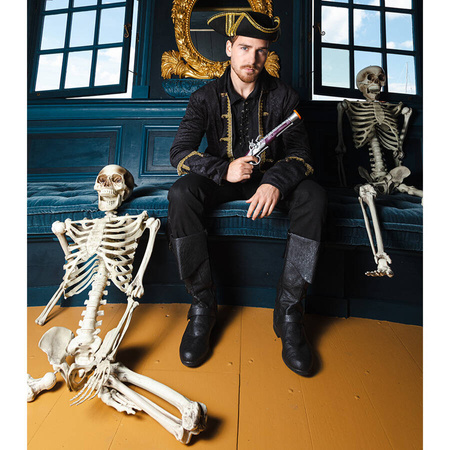 Kapelusz Pirata Korsarza czarny ze złotymi wstawkami