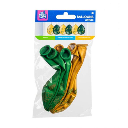 Balony gumowe Safari liście 12 cali zestaw 6 sztuk