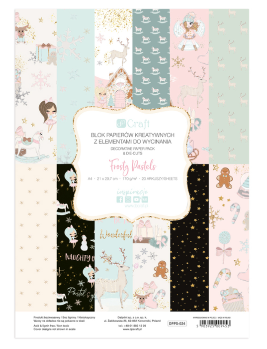 Wycinanki A4 blok papierów kreatywnych Frosty Pastels 20 ark.
