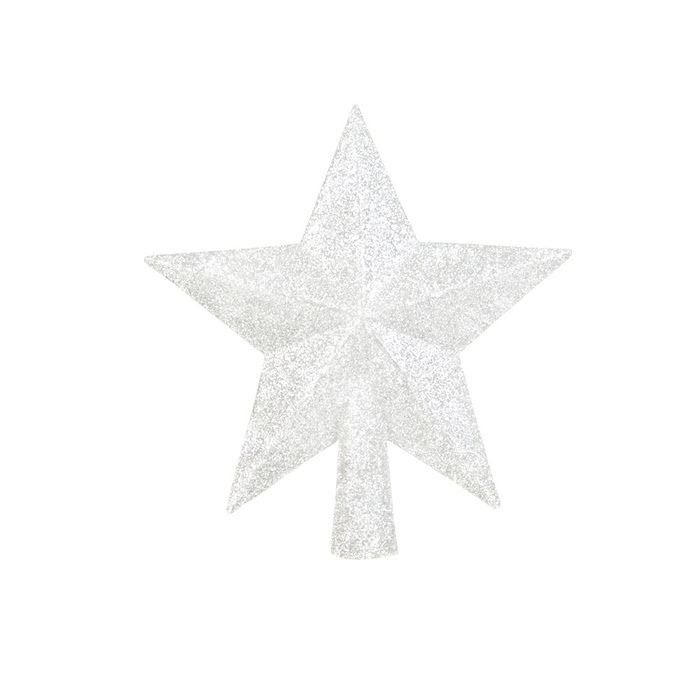 Gwiazda biała brokatowa na szpic choinki