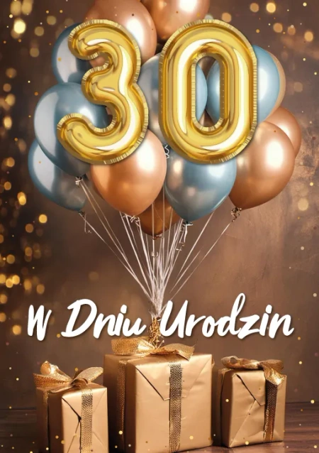 Kartka urodzinowa 30- ste urodziny trójwymiarowa 3D 1 szt.