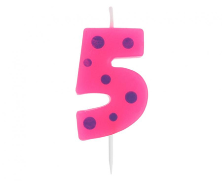 Świeczka urodzinowa "5" GROCHY 6cm