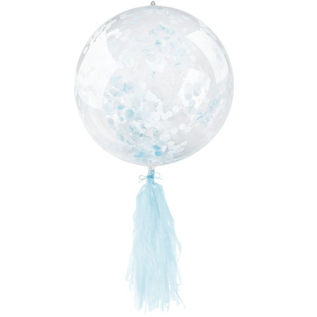 Balon kula BOBO Bubble Deco transparentny z konfetti i frędzlami 45 cm