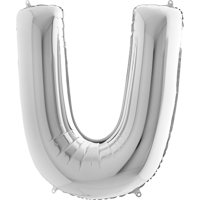 Balon foliowy litera U alfabet srebrna 40 cali