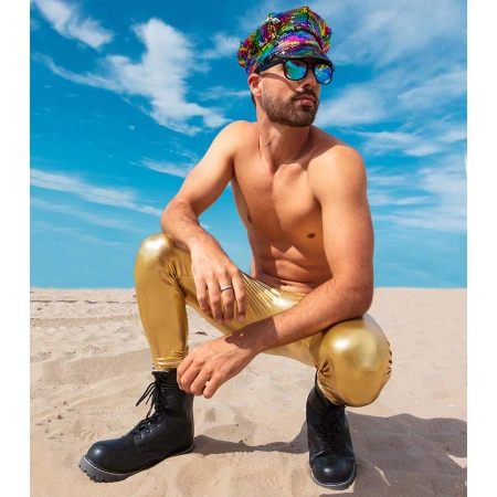 Spodnie Legginsy DISCO złote damskie męskie